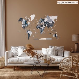 Nordik Color 3D Wooden World Map