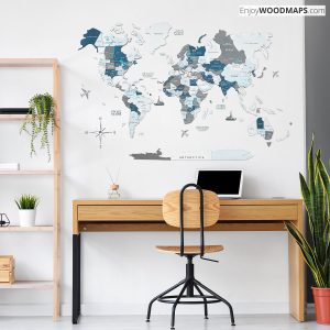 Cruise Color Wooden World Map Workspace Decor