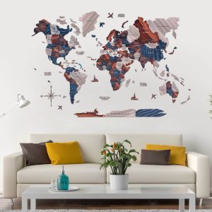 Wooden World Map Dune Color